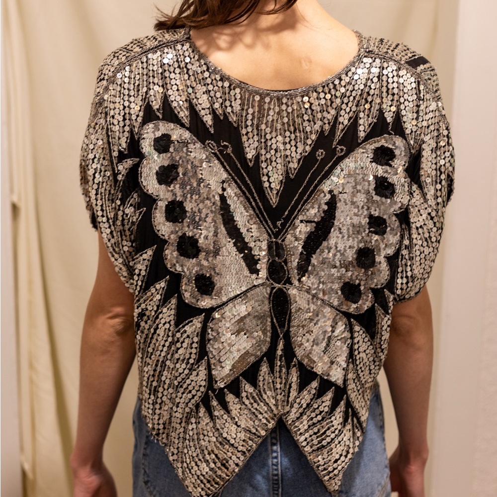 Vintage Sequin Butterfly Top